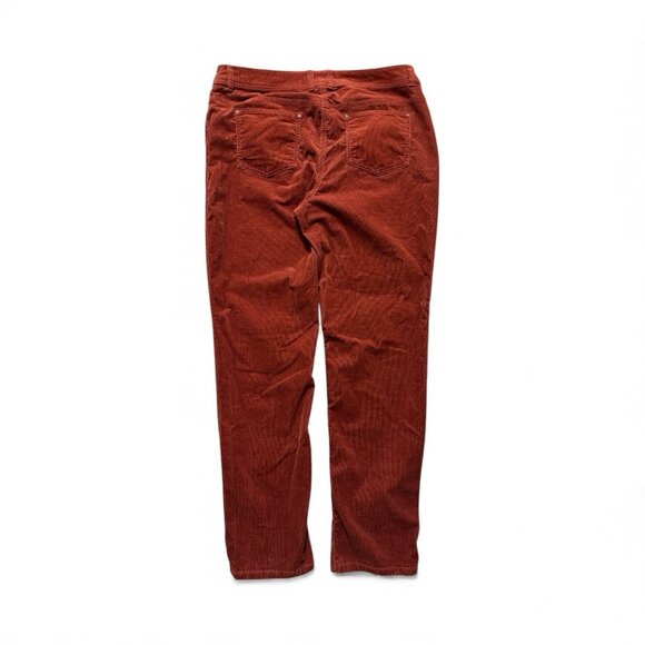 Chico’s Corduroy Pants Sz 2 (L/12) Dark Rust Orange Stretch Straight Leg 30” - Picture 4 of 6